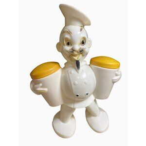Plastic Chef Vintage Salt and Pepper Shakers Holder 7.25 Inch